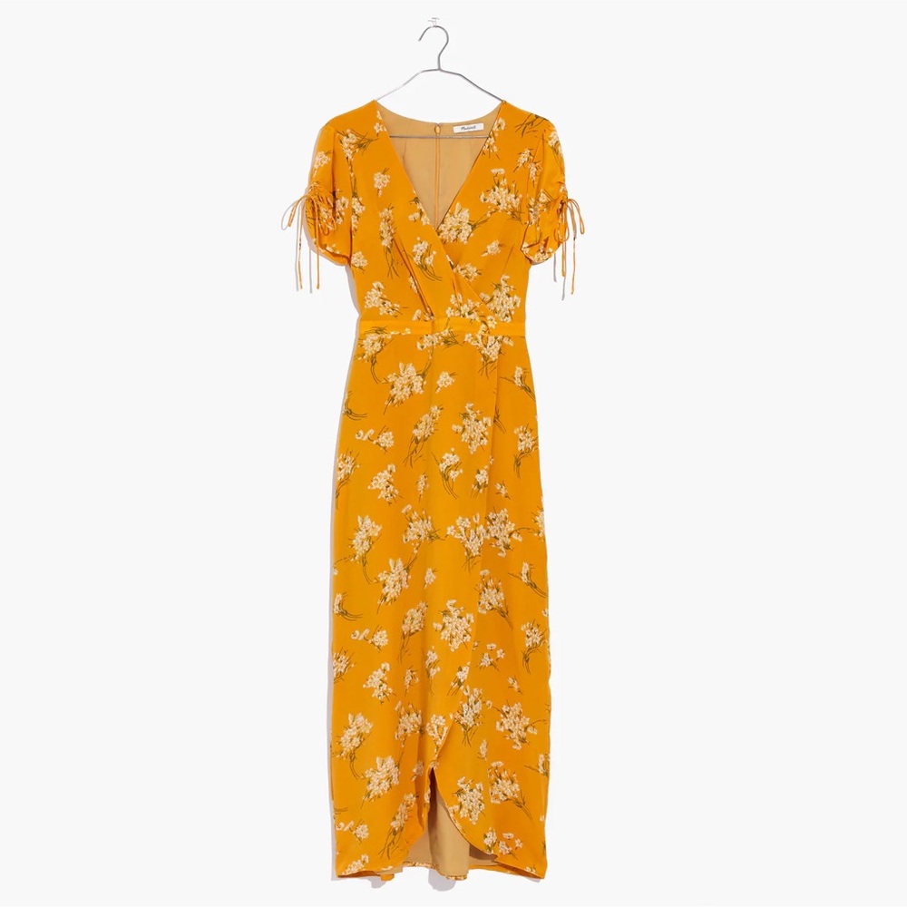 Madewell Silk Wrap Maxi Dress in Butterfly Garden size 6
